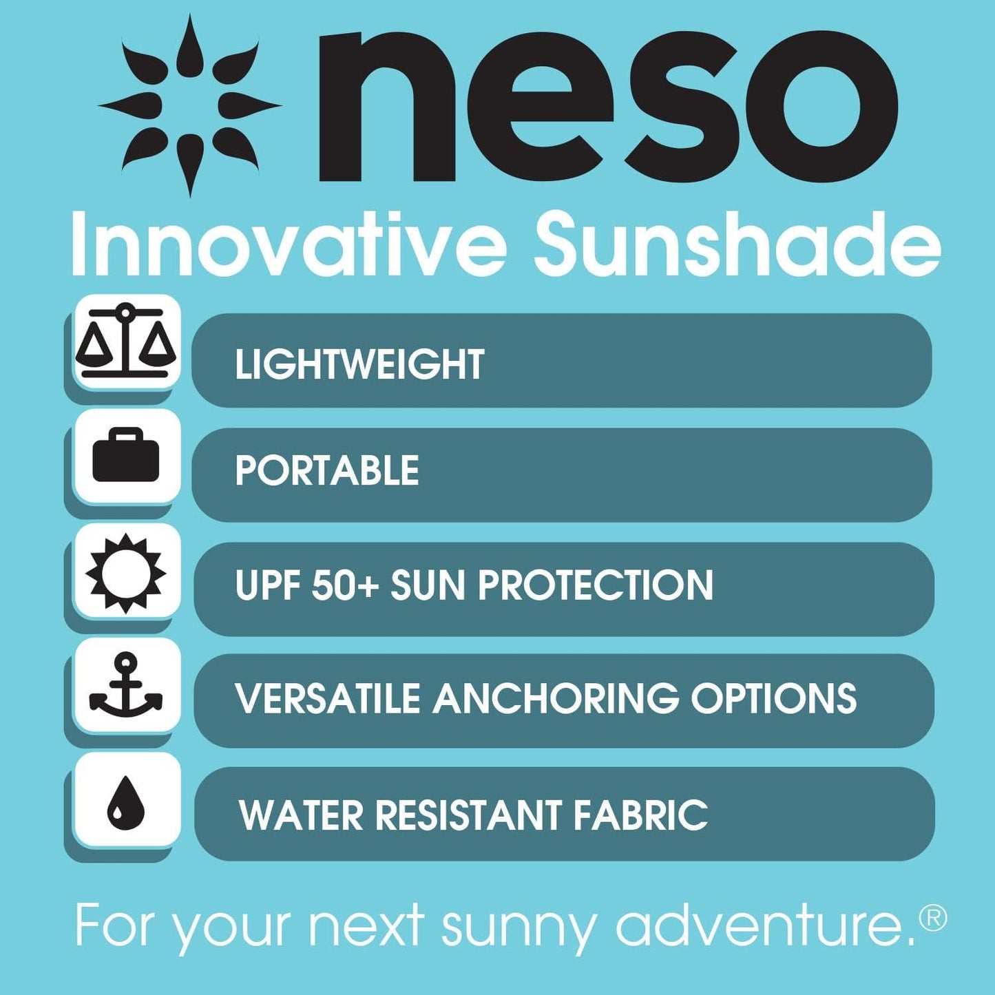 Neso Tents Beach Tent with Sand Anchor, Portable Canopy SunShade - 2.1m x 2.1m - Patented Reinforced Corners