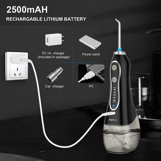 H2ofloss Cordless Oral Irrigator - 5 Modes, 300ml, Black