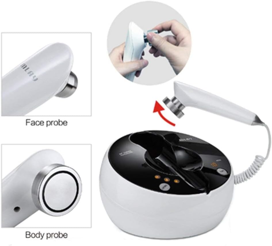 MLAY RF Radio Frequency Facial And Body Skin Tightening Machine - Professional Home RF Lifting Skin Care Anti Aging Device - Face Massager, Salon Effects/More Safe (White)