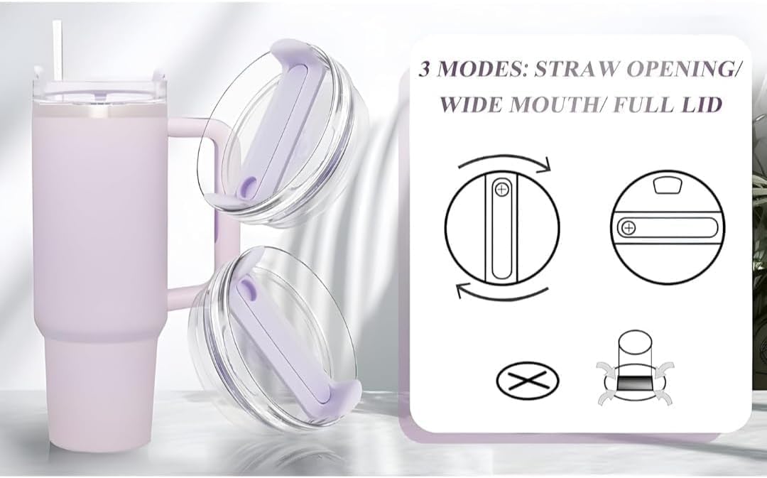 Quencher H2.0 FlowState Stainless Steel Vacuum Insulated Tumbler with Lid and Straw for Water, Iced Tea or Coffee, Smoothie and More, 40 oz (Rose Quartz) (Floral Blue)