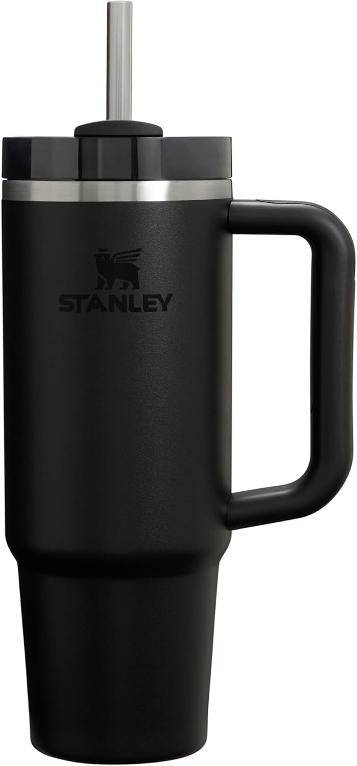 Stanley Quencher H2.0 FlowState Stainless Steel Vacuum Insulated Tumbler with Lid and Straw for Water, Iced Tea or Coffee, Smoothie and More, Black 2.0, 30oz