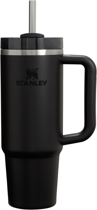 Stanley Quencher H2.0 FlowState Stainless Steel Vacuum Insulated Tumbler with Lid and Straw for Water, Iced Tea or Coffee, Smoothie and More, Black 2.0, 30oz