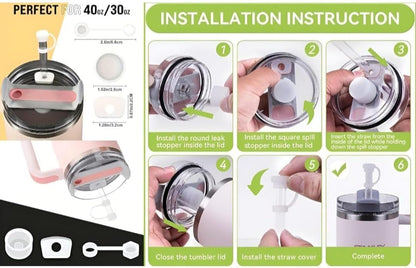 Quencher H2.0 FlowState Stainless Steel Vacuum Insulated Tumbler with Lid and Straw for Water, Iced Tea or Coffee, Smoothie and More, 40 oz (Rose Quartz) (Floral Blue)