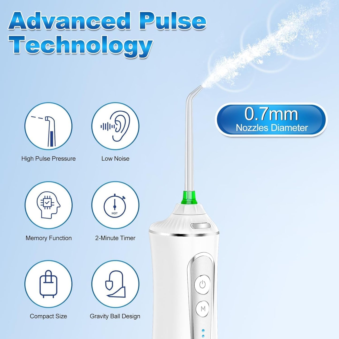 H2ofloss 2023 upgraded whitening water floss, portable and rechargeable, gentle teeth whitening, IPX7 waterproof (P11White)