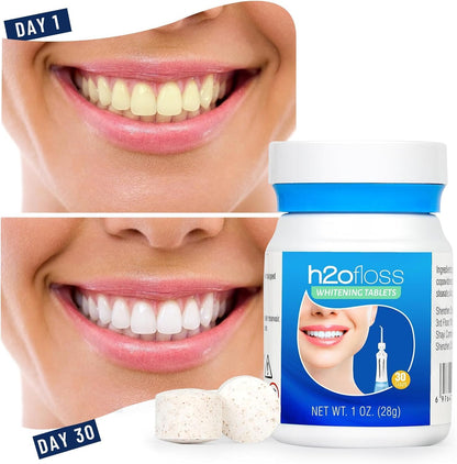 H2ofloss 2023 upgraded whitening water floss, portable and rechargeable, gentle teeth whitening, IPX7 waterproof (P11White)