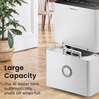 Pro Breeze 30L/Day Dehumidifier - Smart Compressor Dehumidifier with App, Wi-Fi, Continuous Drainage, 4L Water Tank, 24h Timer & Child Lock- Mould Remover & Moisture Absorber for Home & Bathroom