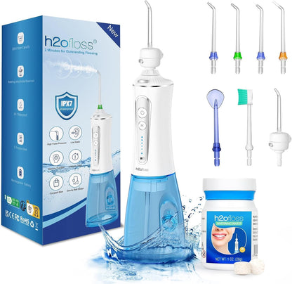 H2ofloss 2023 upgraded whitening water floss, portable and rechargeable, gentle teeth whitening, IPX7 waterproof (P11White)