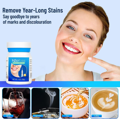 H2ofloss 2023 upgraded whitening water floss, portable and rechargeable, gentle teeth whitening, IPX7 waterproof (P11White)