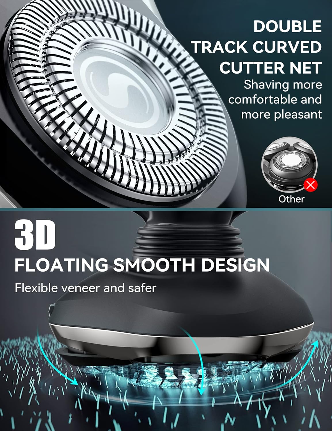 kensen Electric Shavers for Men, Electric Razor for Shaving Face, Mens Rotary Shaver Rechargeable Razor for Men, Waterproof Wet & Dry LED Display Cordless Rotary Shaver with Extra Replacement Blade