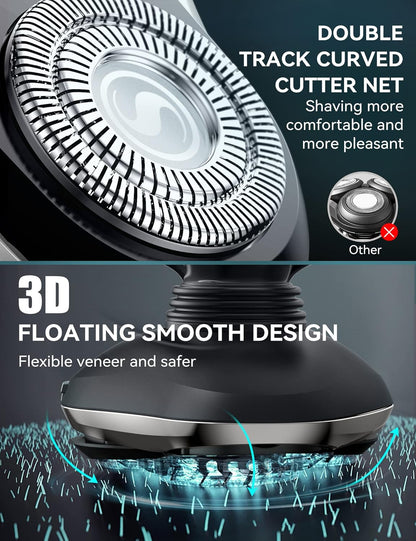 kensen Electric Shavers for Men, Electric Razor for Shaving Face, Mens Rotary Shaver Rechargeable Razor for Men, Waterproof Wet & Dry LED Display Cordless Rotary Shaver with Extra Replacement Blade