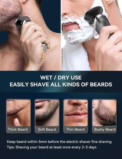 kensen Electric Shavers for Men, Electric Razor for Shaving Face, Mens Rotary Shaver Rechargeable Razor for Men, Waterproof Wet & Dry LED Display Cordless Rotary Shaver with Extra Replacement Blade