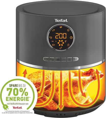 Tefal Ultra Fry Digital Air Fryer, 4.2 Liters, 8 Programs, Charcoal Grey - EY111B15